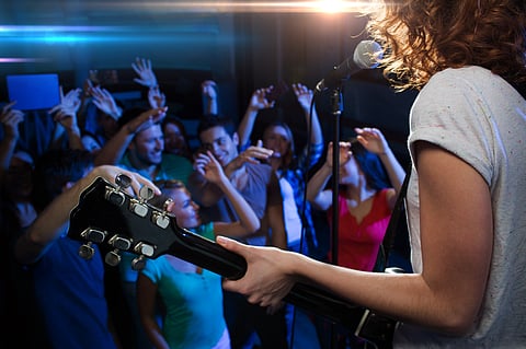 An indoor music event takes place